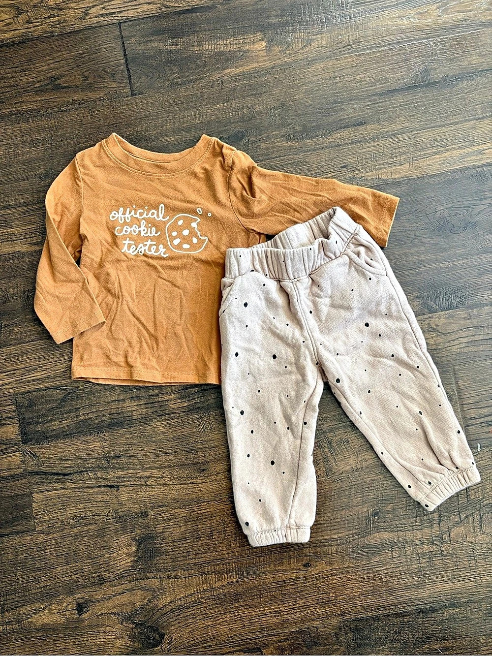 Cat & Jack Official Cookie Tester Top and Jogger Pants Set 18M Orange & Cream